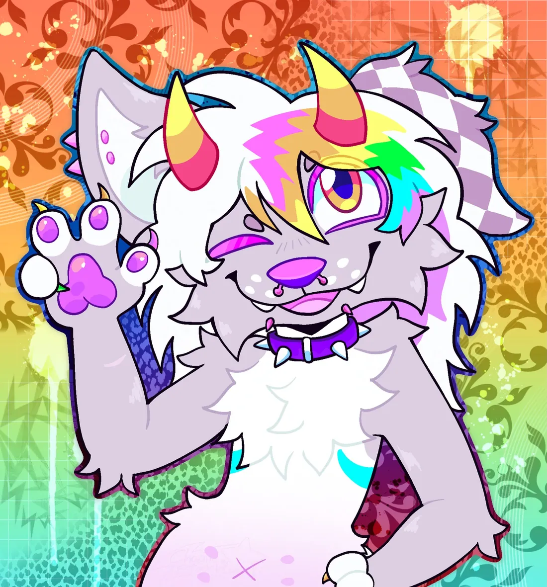 Flat halfbody commission of a colorful character