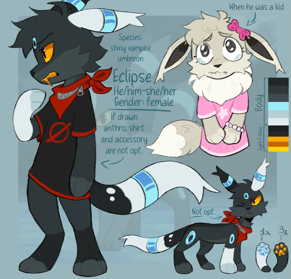 A dark Pokemon style character reference named Eclipse