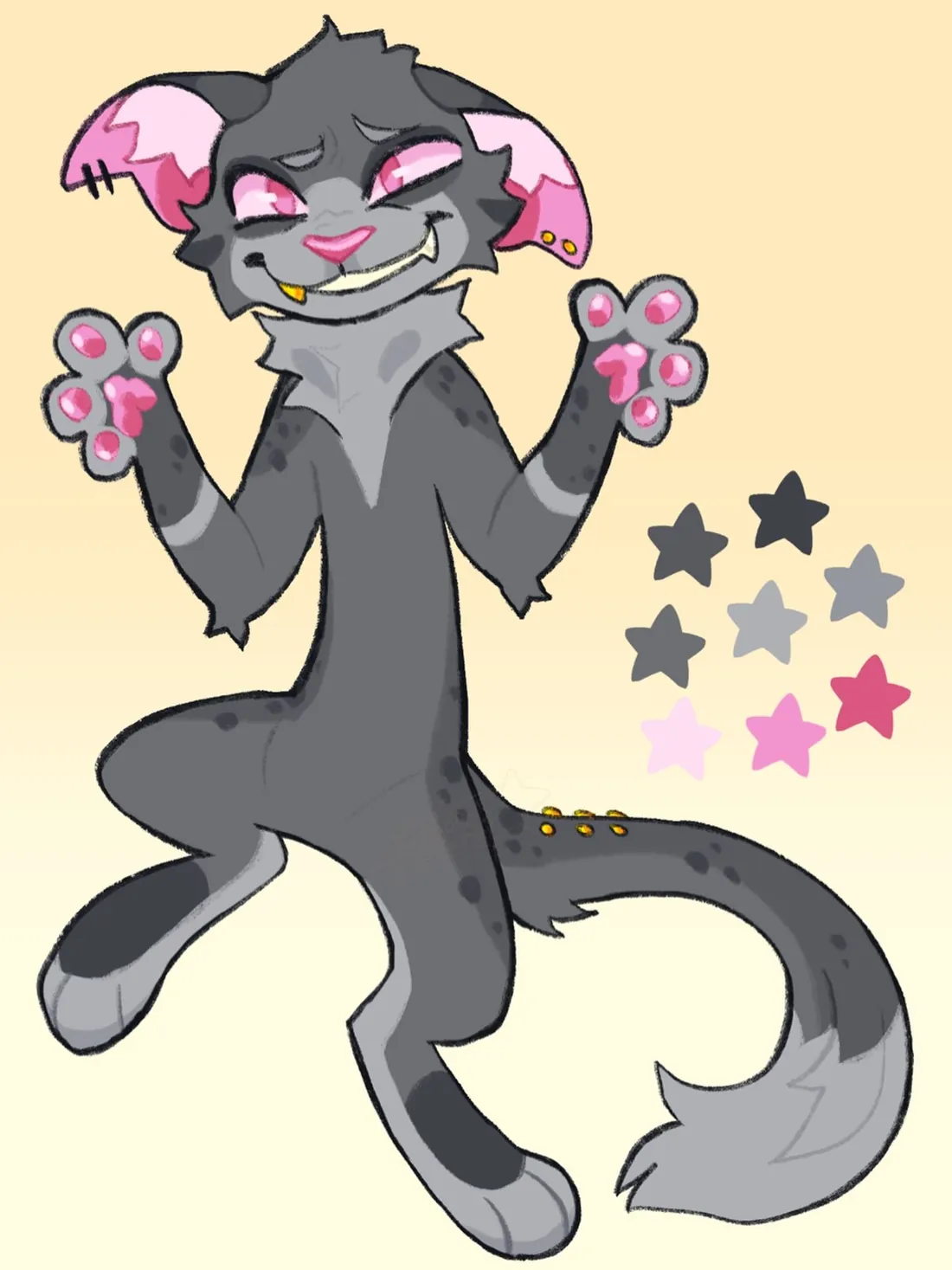 A grey adoptable character surrounded by stars