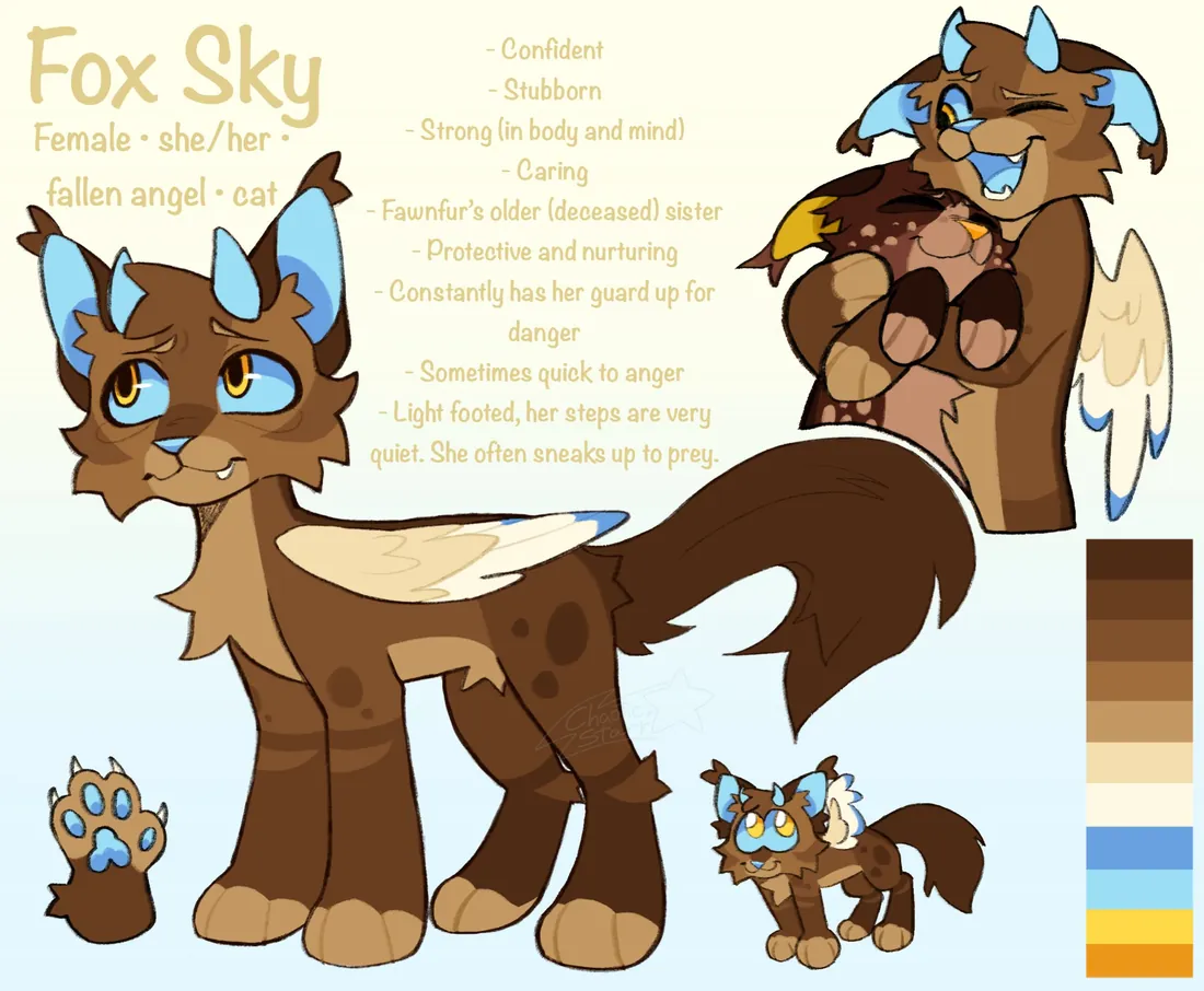 A brown deer-like character with a color palette