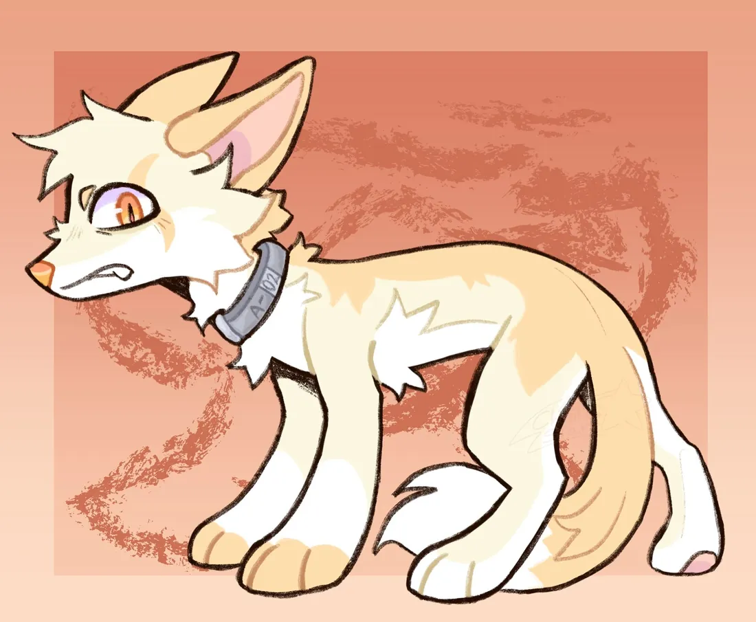 A cream colored feral character