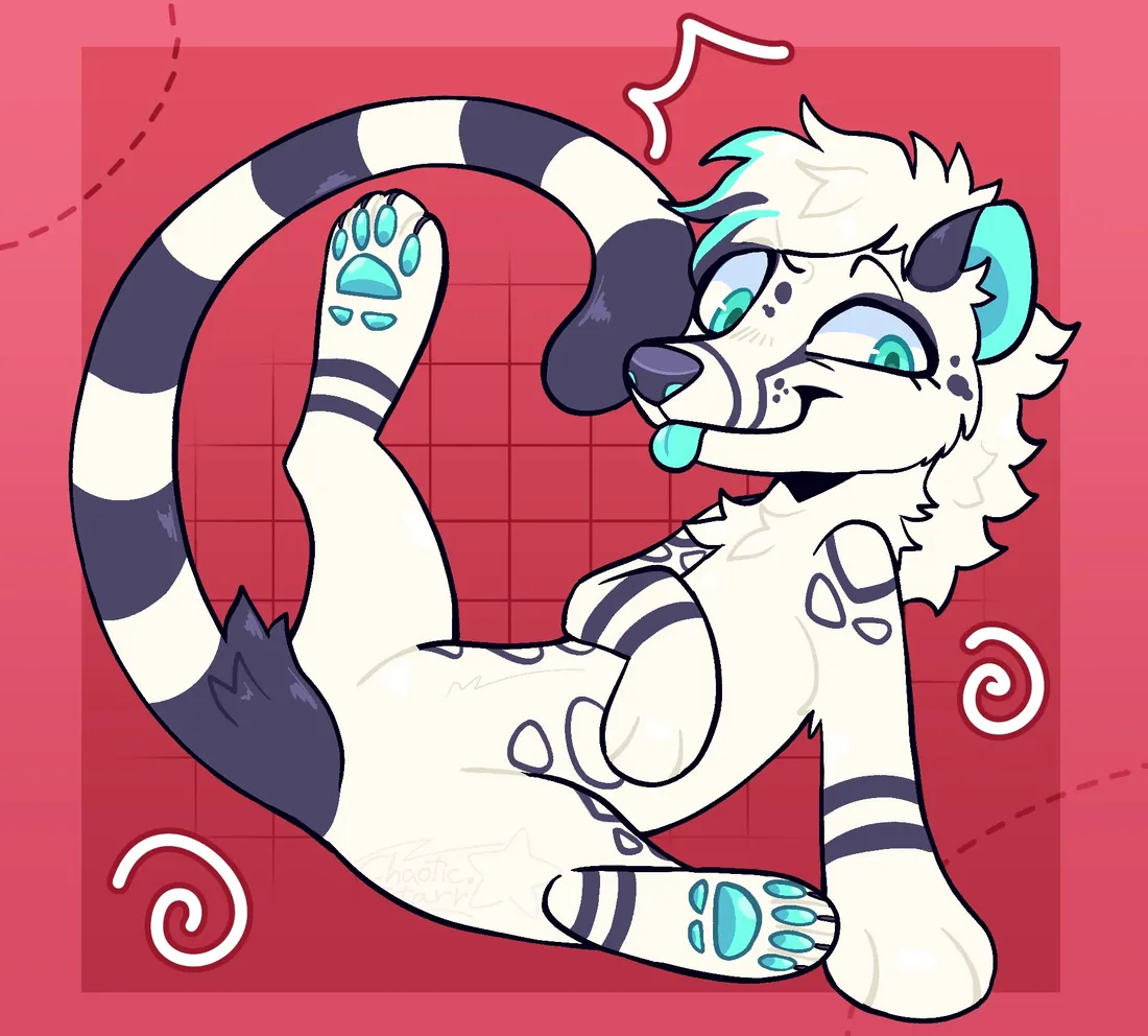 Flat fullbody commission of a white and teal character