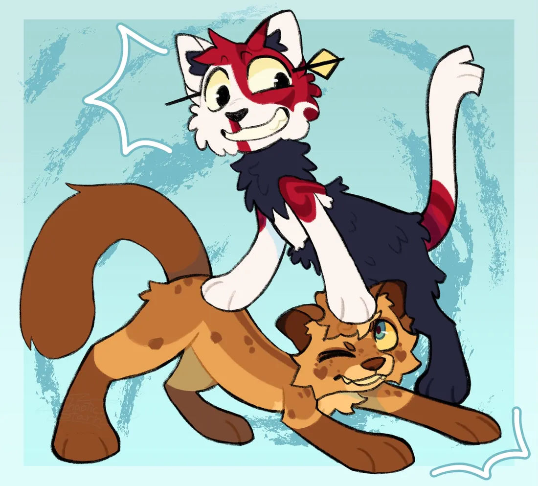 Two characters playing together