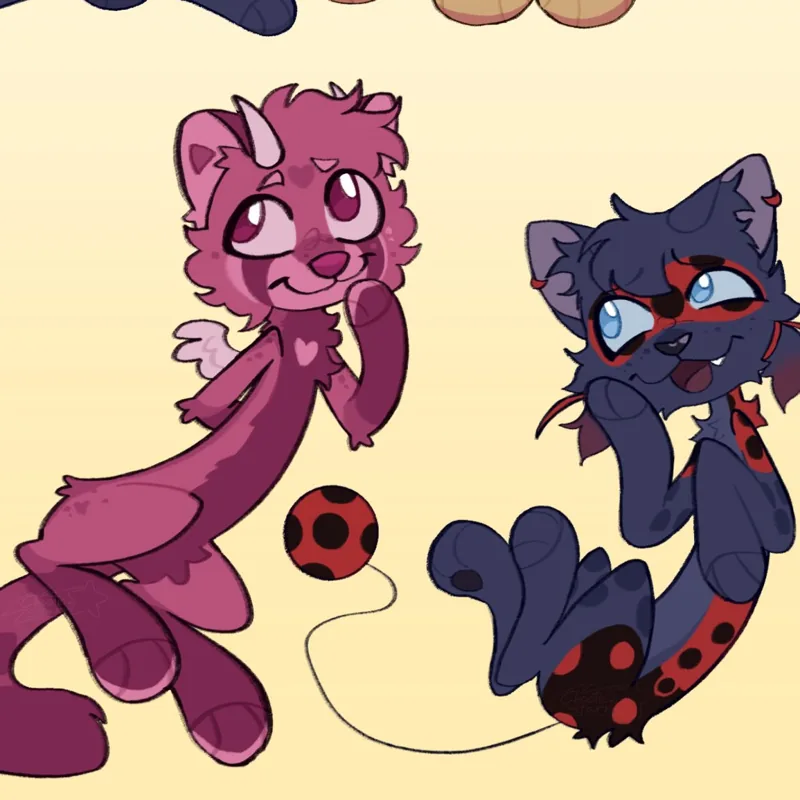 Two noodle chibi characters sitting
